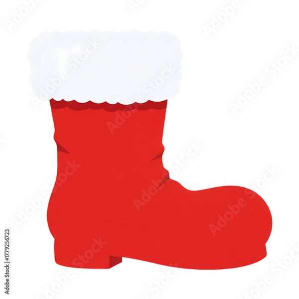 Obraz Festive Santa boot with fluffy white trim for holiday cheer