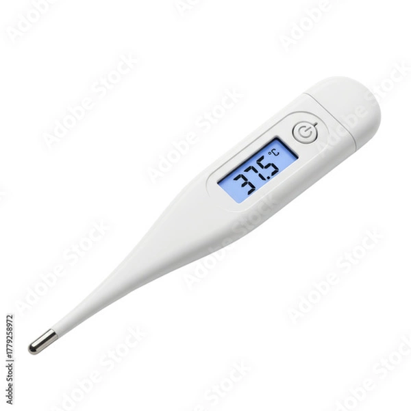 Obraz Digital thermometer displaying temperature on transparent background