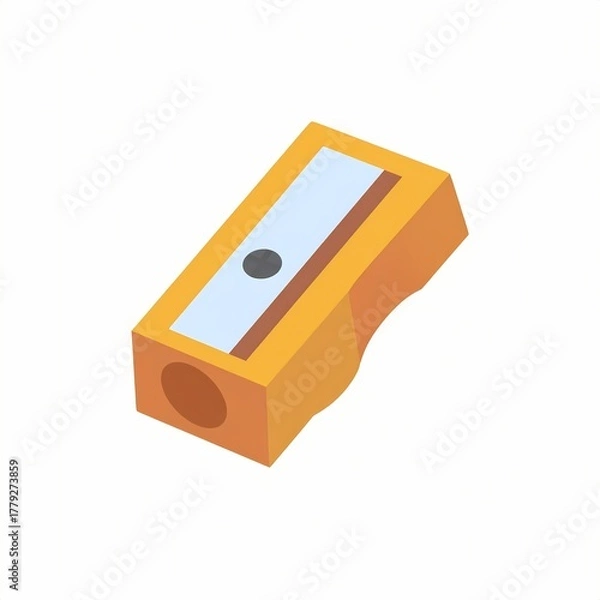 Obraz Orange Pencil Sharpener Isometric Icon Isolated on White Background.