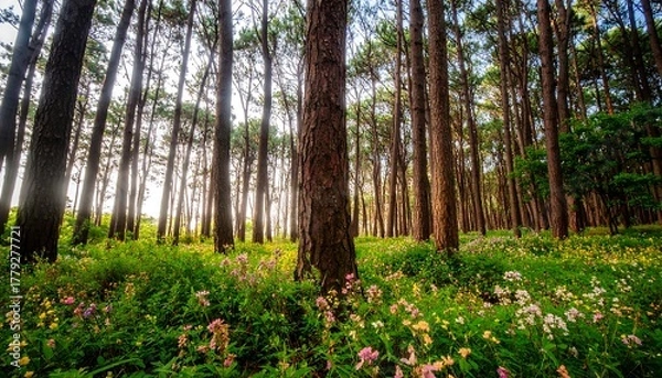 Fototapeta Lush forest floor in springtime