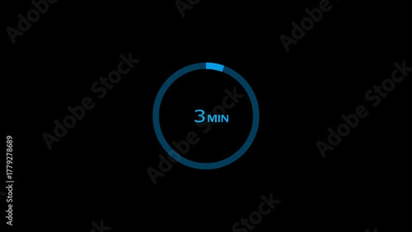 Fototapeta 3 minutes timer clock icon concept illustration background 4k.