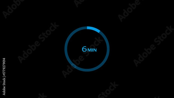 Fototapeta 6 minutes timer clock icon concept illustration background 4k.
