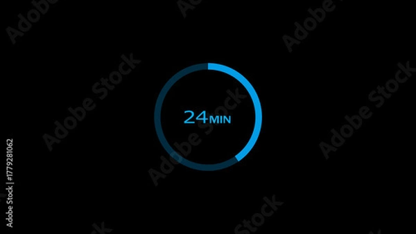 Fototapeta 24 minutes timer clock icon concept illustration background 4k.