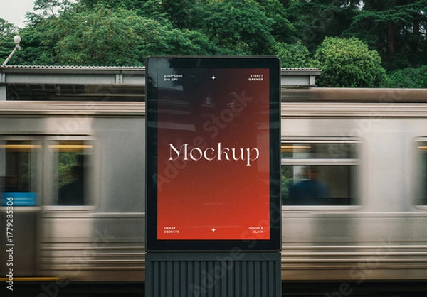 Fototapeta Outdoor Station Screen Mockup