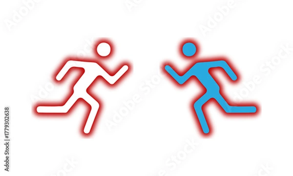 Fototapeta Running People Icon Duo for Sports Competition and Fitness Motion UI – PNG