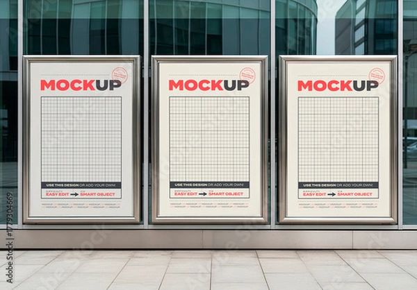 Obraz Three Signs on Sidewalk Mockup