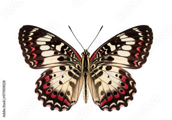 Fototapeta Symmetrical butterfly wings detailed close up vibrant colors nature insect art transparent background