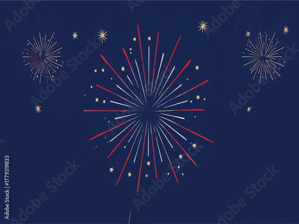 Obraz Vector graphic of festive firework explosions for holiday celebrations