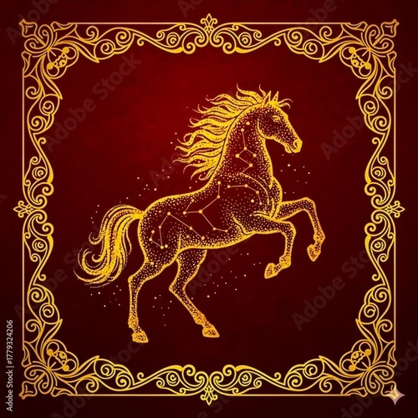 Fototapeta chinese new year greeting card with horse