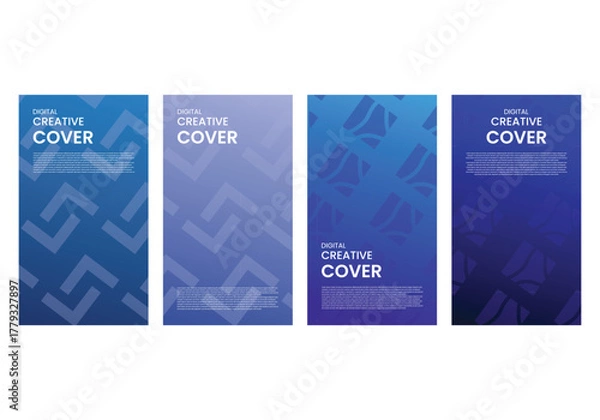 Obraz Creative posters story card featuring vibrant Blue Gradient Cover Templates with Geometric Patterns. Each poster showcases unique layouts suitable for courses, magazines, banners, advertisements