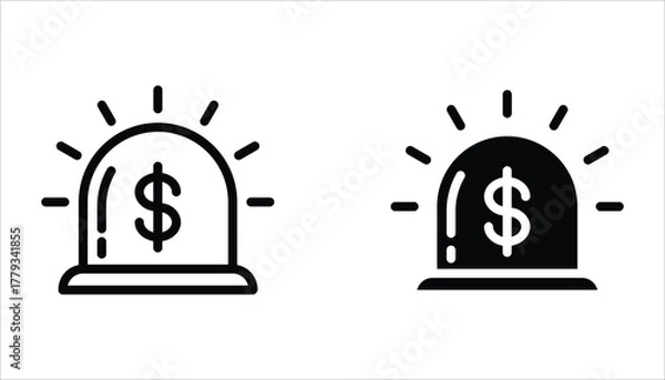 Fototapeta Emergency Fund Icon set. Financial aid management. Save savings. Vector illustration for web design isolated on white background.