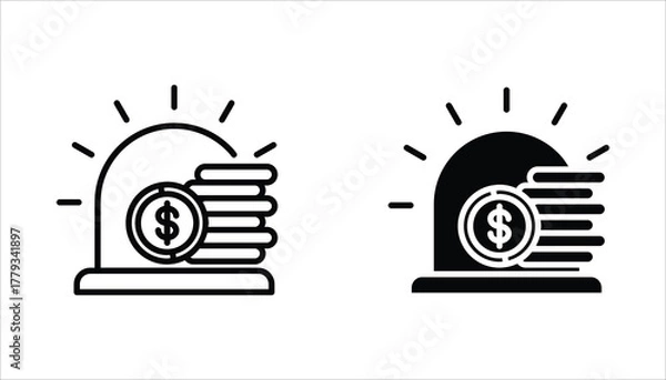 Fototapeta Emergency Fund Icon set. Financial aid management. Save savings. Vector illustration for web design isolated on white background.