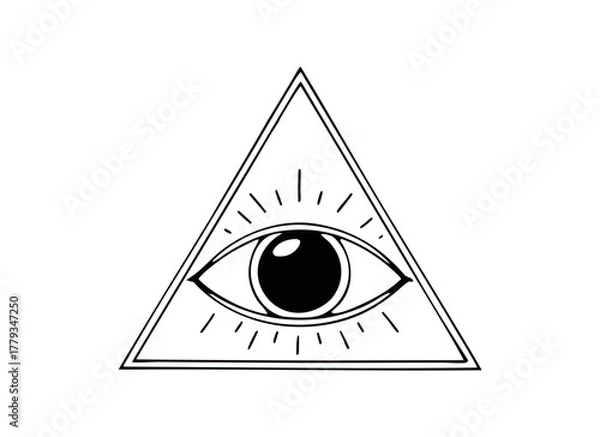 Fototapeta All Seeing Eye of Providence Vector Illustration – Mystic Pyramid Symbol of Illuminati and Freemasonry