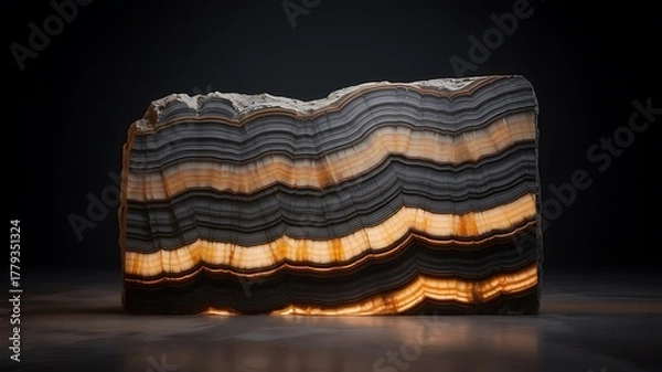 Fototapeta Exquisite Geode Slice Showcases Layered Natural Beauty With Warm Interior Illumination