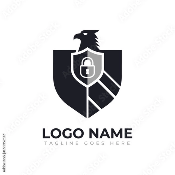 Obraz Professional eagle shield logo with lock symbol signifies security, protection, and strength for corporate branding and identity design