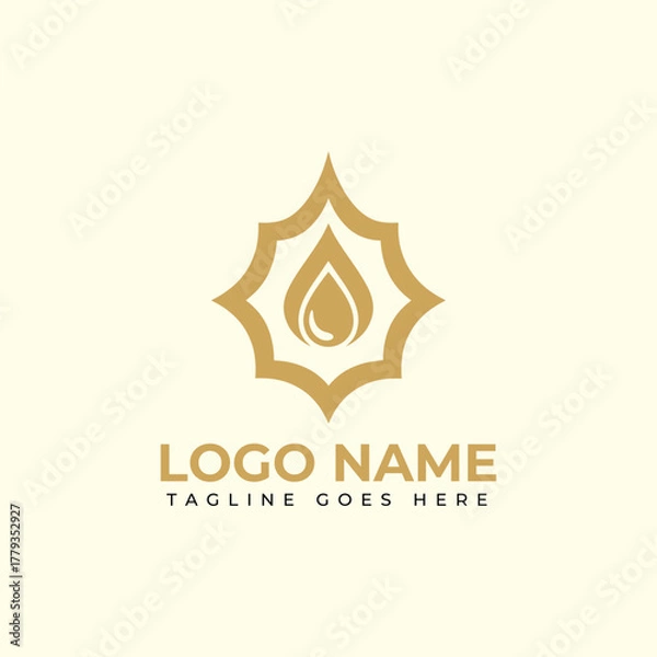 Obraz Elegant golden drop logo design with starburst motif, perfect for modern branding and premium services