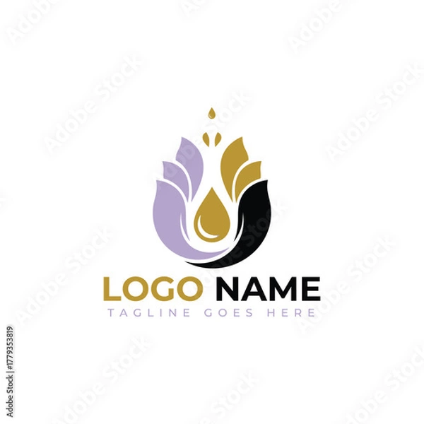 Obraz Elegant floral logo design with golden drop symbolizing beauty luxury and wellness for branding