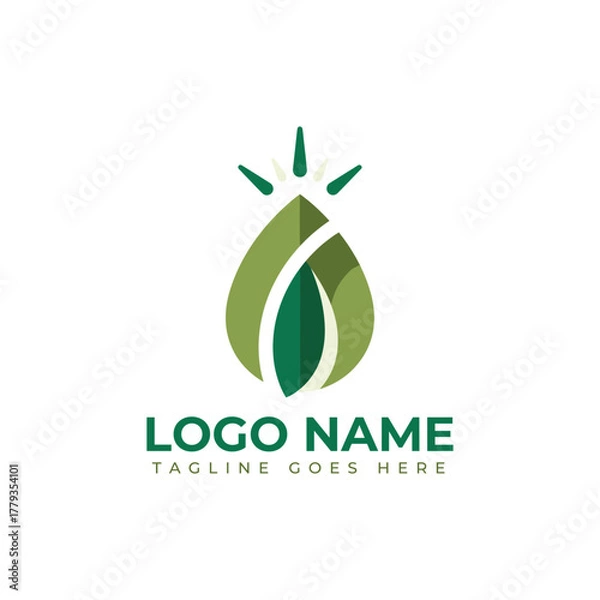 Obraz Modern green leaf logo design symbolizes growth and natural wellness, perfect for eco friendly brands