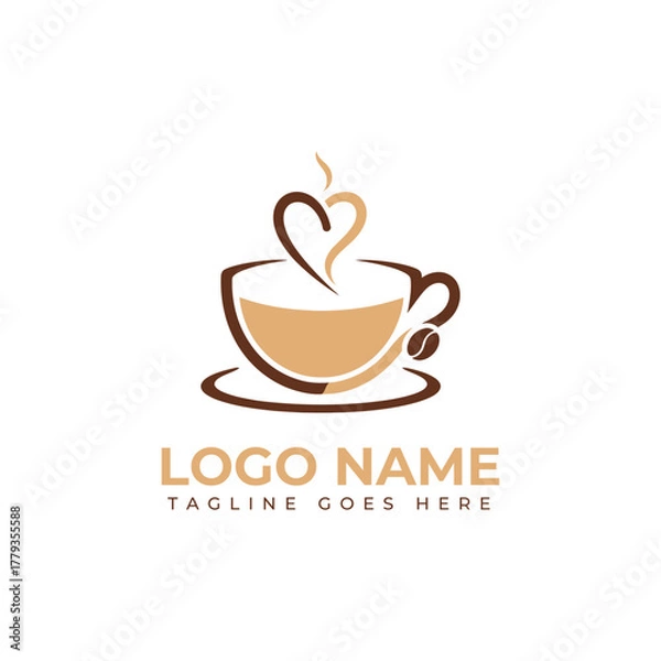 Obraz Elegant coffee logo design perfect for cafes, coffee shops, or brands seeking a warm, inviting, and professional identity