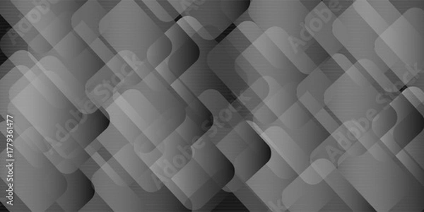 Obraz 3D black geometric abstract background overlap layer on dark space with diagonal lines decoration.