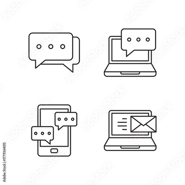 Fototapeta Communication Devices Chat Message Thin Line Icons Pack