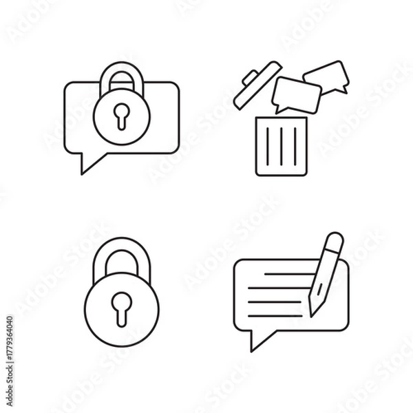 Fototapeta Minimalist Privacy Trash Edit Chat Line Icon Pack
