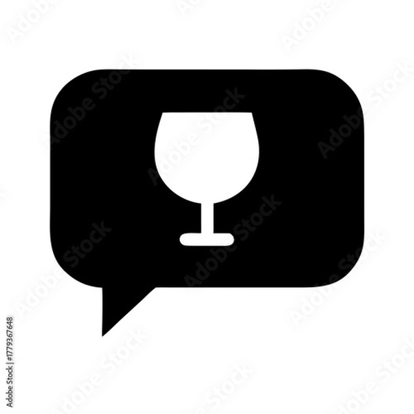 Fototapeta Speech bubble icon with wine glass symbol on a transparent background  
