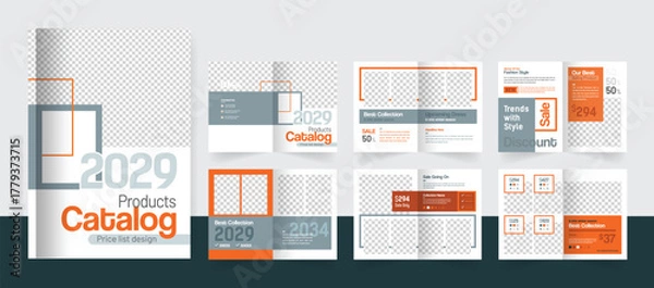 Obraz Product catalogue design or furniture product catalog magazine template colorful and editable text