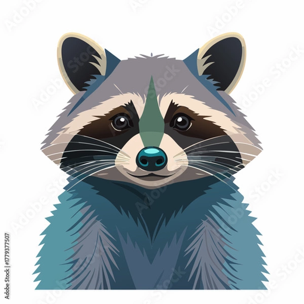 Fototapeta 2D animation style Raccoon isolated on white