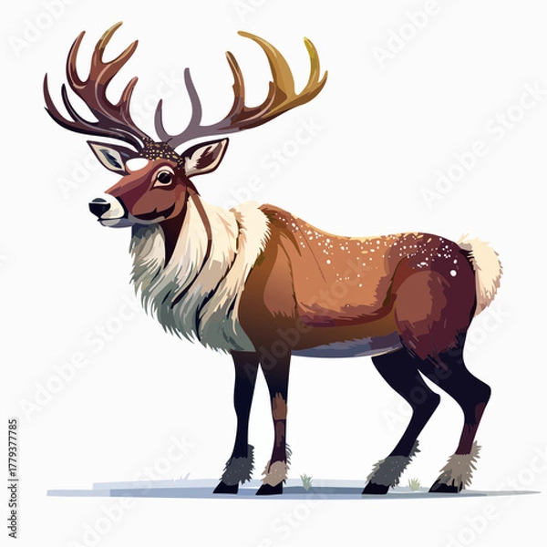 Fototapeta 2D animation style Reindeer isolated on white