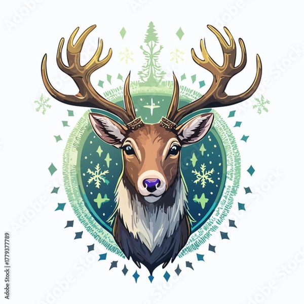 Fototapeta 2D animation style Reindeer isolated on white