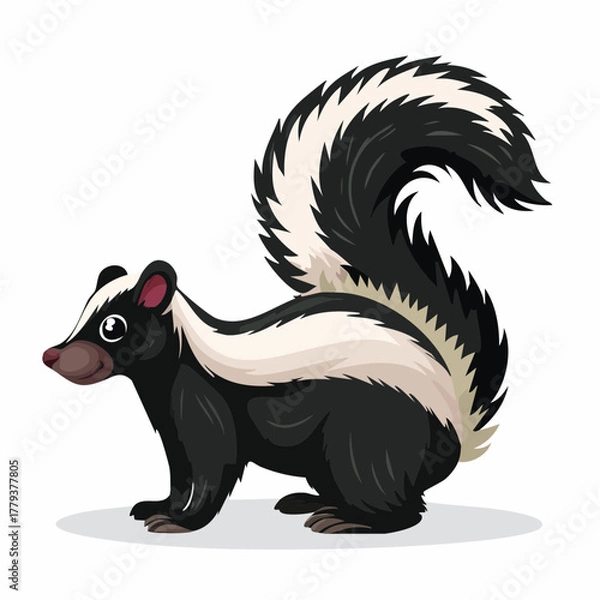 Fototapeta 2D animation style Skunk  isolated on white