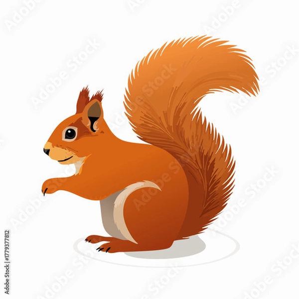 Fototapeta 2D animation style Squirrel isolated on white