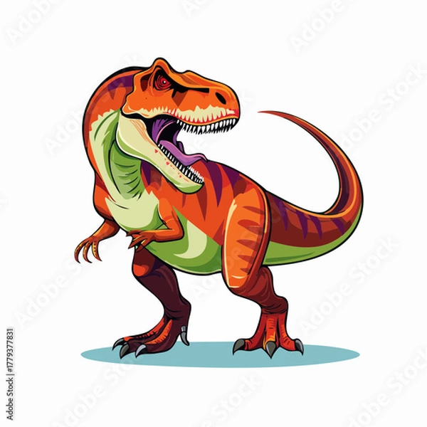 Fototapeta 2D animation style Tyrannosaurus Rex Dinosaur isolated on white