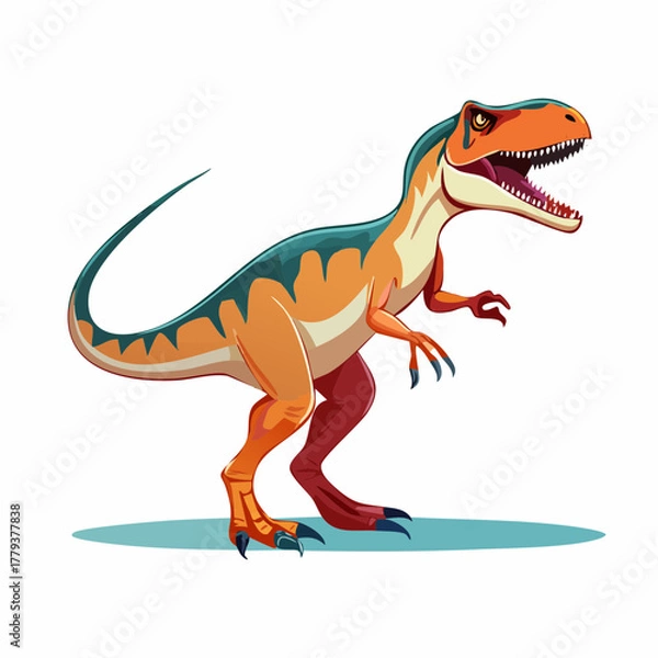 Fototapeta 2D animation style Velociraptor Dinosaur isolated on white
