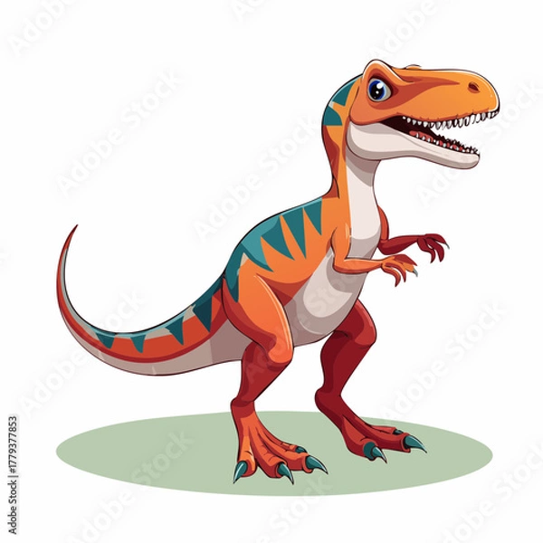 Fototapeta 2D animation style Velociraptor Dinosaur isolated on white