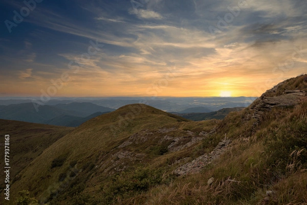 Obraz Zachód słońca w  Bieszczadach.