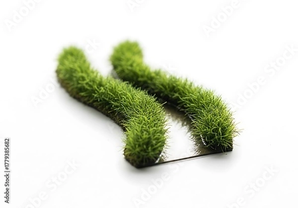 Obraz Curved green grass elements isolated on white background