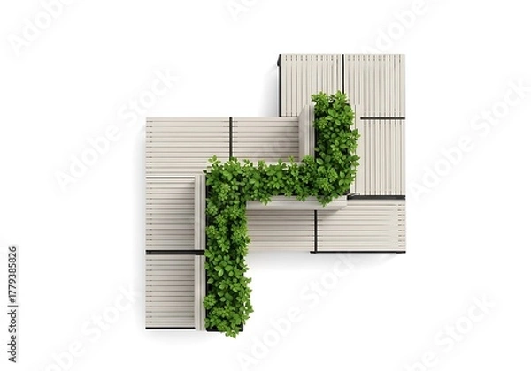 Obraz Modern geometric planter with green plant isolated on white