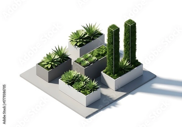 Obraz Assortment of potted succulent plants in modern planters
