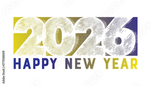 Fototapeta Vibrant Happy New Year 2026 Design with Gradient Texture