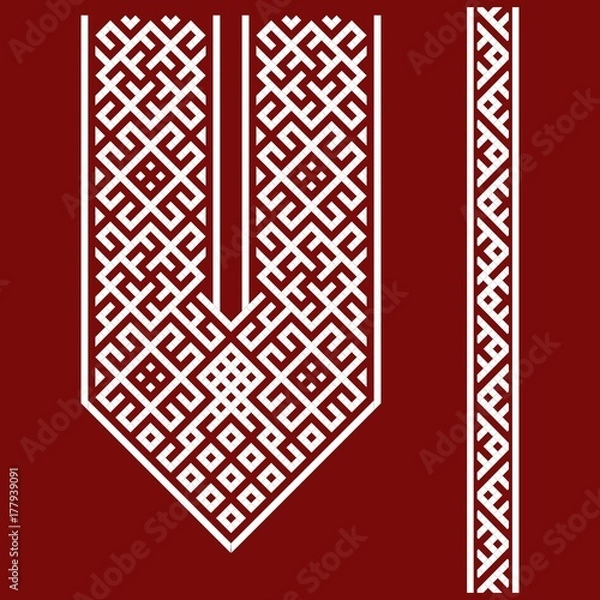 Fototapeta Traditional embroidery. Vector illustration of ethnic seamless ornamental geometric patterns for your design