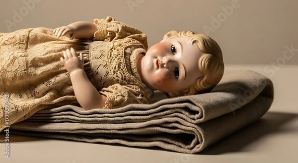 Fototapeta Porcelain Doll on Empty Shelf