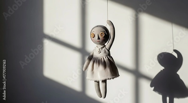 Obraz Fabric Doll Hanging by One Arm