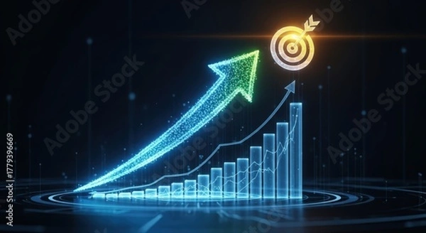 Fototapeta Progress indicator visualization, Visualization demonstrating sales and performance