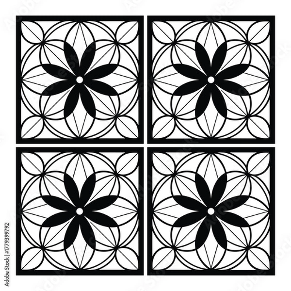 Obraz Four seamless floral geometric square patterns