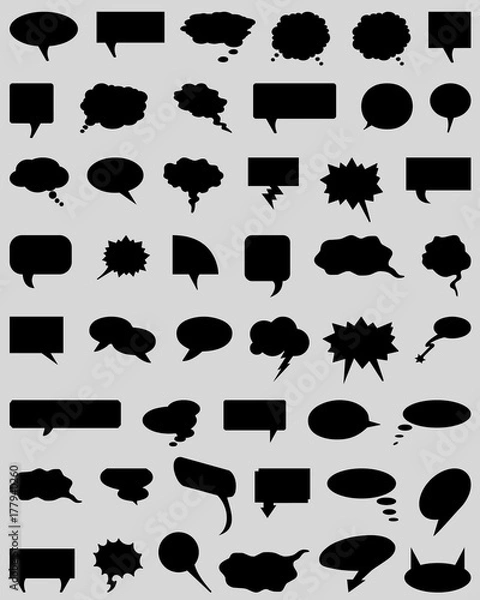 Fototapeta Black bubble speech set on a gray background
