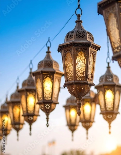 Obraz Ornate lanterns hanging in a row