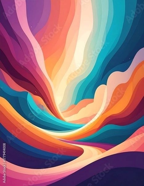 Obraz Abstract flowing design with layered, vibrant rainbow colors