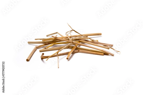 Obraz Dry natural straw sticks isolated eco texture background macro shot